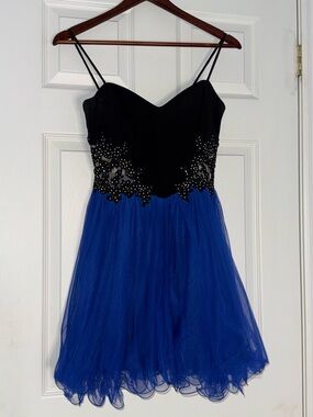 Macy’s Royal Blue, Mesh-Cut Sparkling Dress